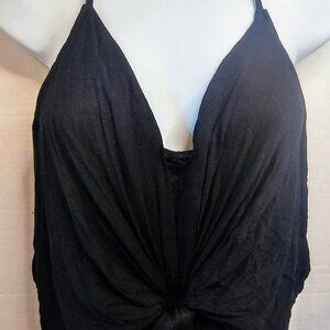 MUSTARD SEED TWIST FRON BLACK KNIT HALTER DRESS SZ SM DRAPE FRONT/BACK